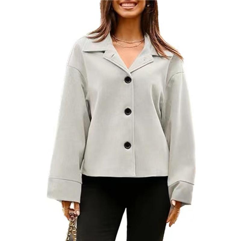 Women's Casual Professional Buttoned Long Sleeve Short Suit Jacket