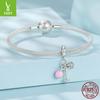 Pink Kettlebell Volleyball Dumbbell Pendant Accessories Sweet Sports Wind S925 Sterling Silver Beaded