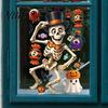 Electrostatic Glue Free Glass Film Halloween Static Window Clings, Removable Decals with Pumpkin Skull Bat Spider Funny Skeleton Jackolantern Stickers