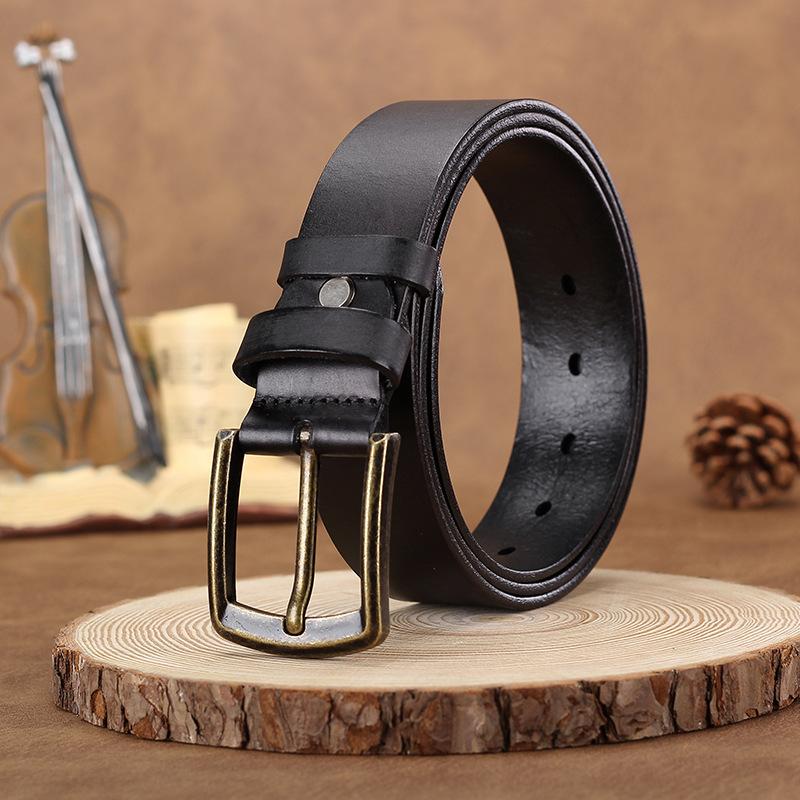 Belt Men'S Leather Pin Buckle Youth Casual Business Belt First Layer Cowhide Jeans Belt