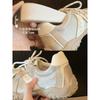 Blue cabinet, inner height increase~ 2025 spring and summer new invisible pull-leg splicing round head lace-up casual Forrest Gump training shoes