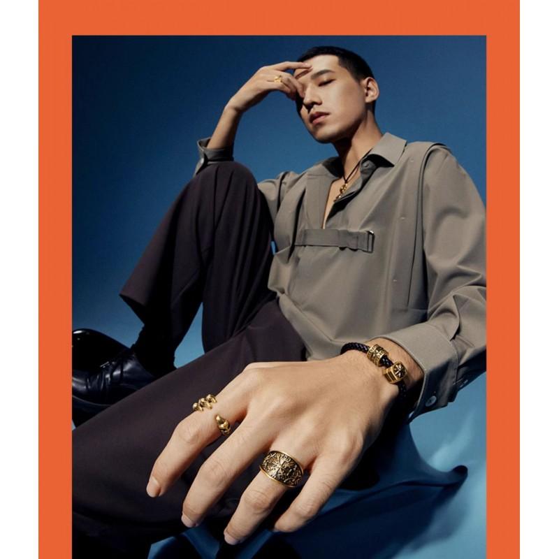 Adjustable Open Ring Men Women Vintage Dragon Claw Design Copper Band With Black Electroplated Finish Retro Style