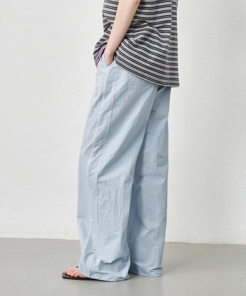 OSTKAKA Piping Detail Nylon Pants Sky Blue