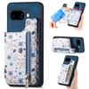 For Google Pixel 9a Leather Phone Cover with RFID Blocking Zipper Card Bag Kickstand