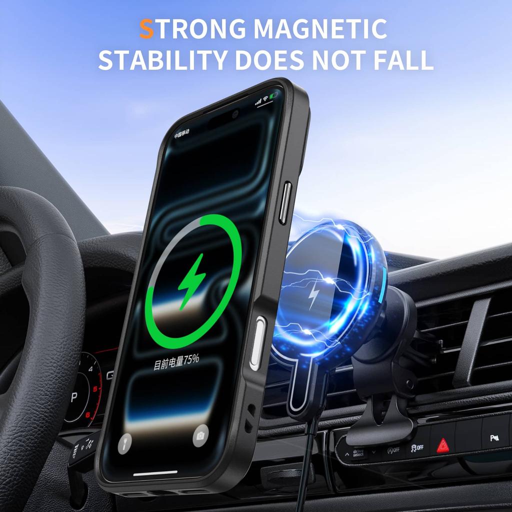 Magnetic Case for iPhone 17/16/15/14/13 Pro Max 12 with 360 Rotatable Ring Stand, Compatible with Magnetic Car Mount, Kickstand