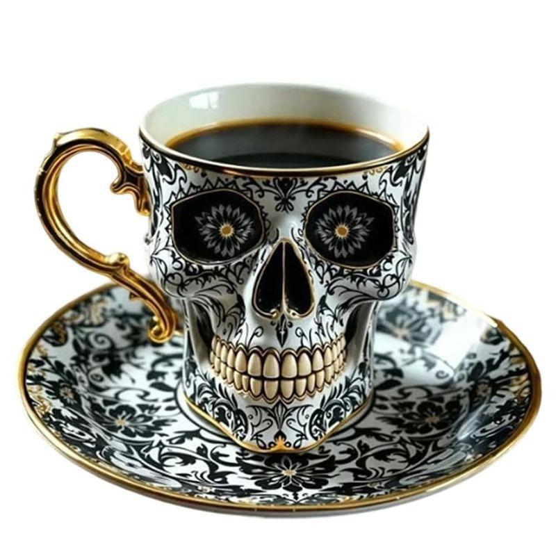 Stylish Resin Skull Coffee Mug Bonehead Design Gothic Skull Crusher Coffee Skeleton Head Mugs Collectors