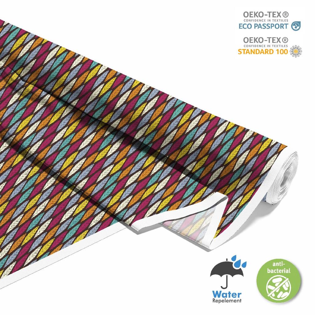 Outdoor Dekostoffe Oxford - Motiv Geometrisch Blätter