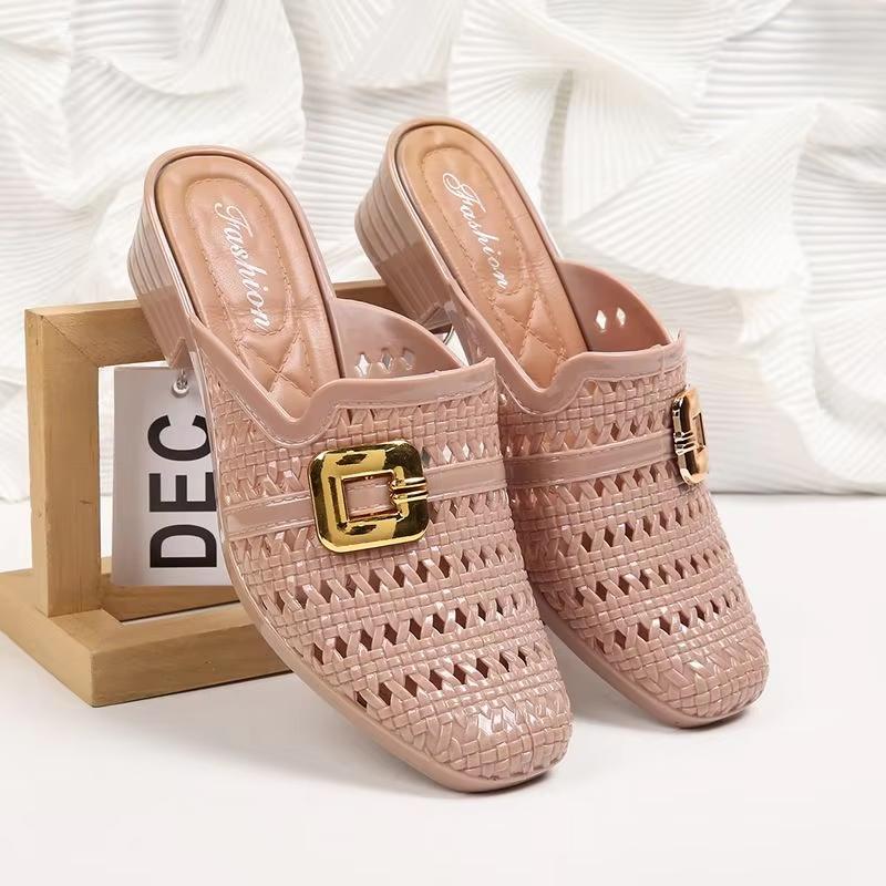 

Пляжные сандалии женские модные корейские с открытым носком на толстом каблуке нескользящие повседневные летние шлепанцы 36-40