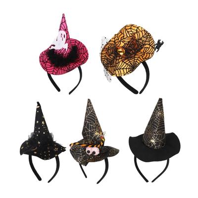 Halloweenové čarodějnické čepice Čelenka pro dospělé Pavučinový kouzelnický klobouk Čelenka pro Roleplay Špičatý klobouk Obruč do vlasů pro Party Sraz