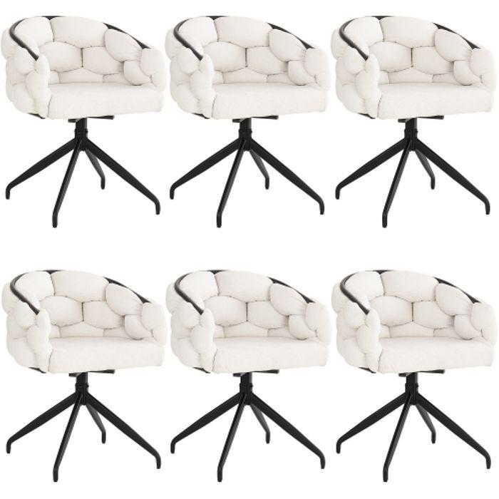 Chaises en velours - MUVOE - Lot de 6 - Ergonomiques - Dossier confortable - Beige