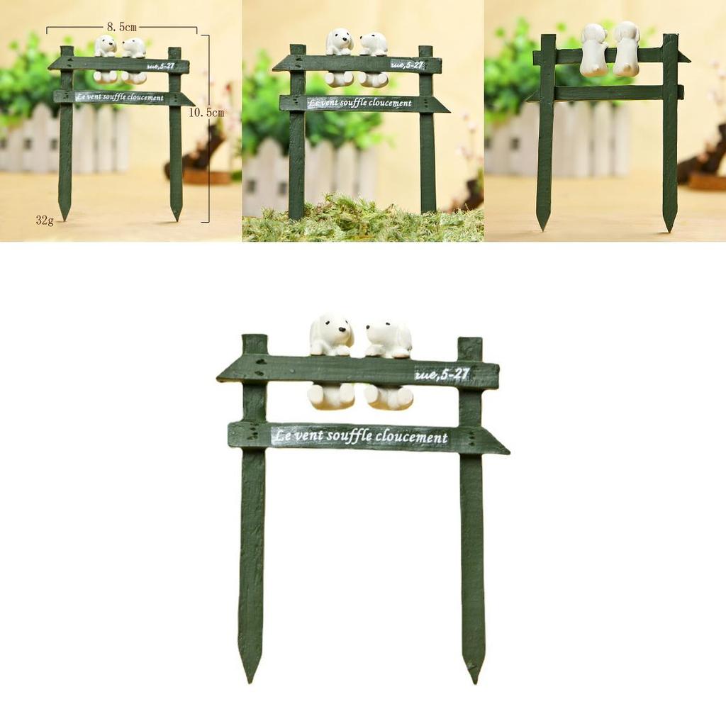 Creative Fence White Dog Scene Mini Model Ornament For Home Garden And Event Gifts