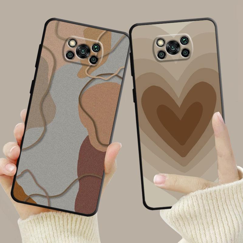 Pouzdro pro Xiaomi Poco X3 Nfc X4pro M3 C40 pro Mi 12 11 10 10t 8 Note10 Lite 11ultra 11t F1 Fashion Brown Love Wood Grain Texture