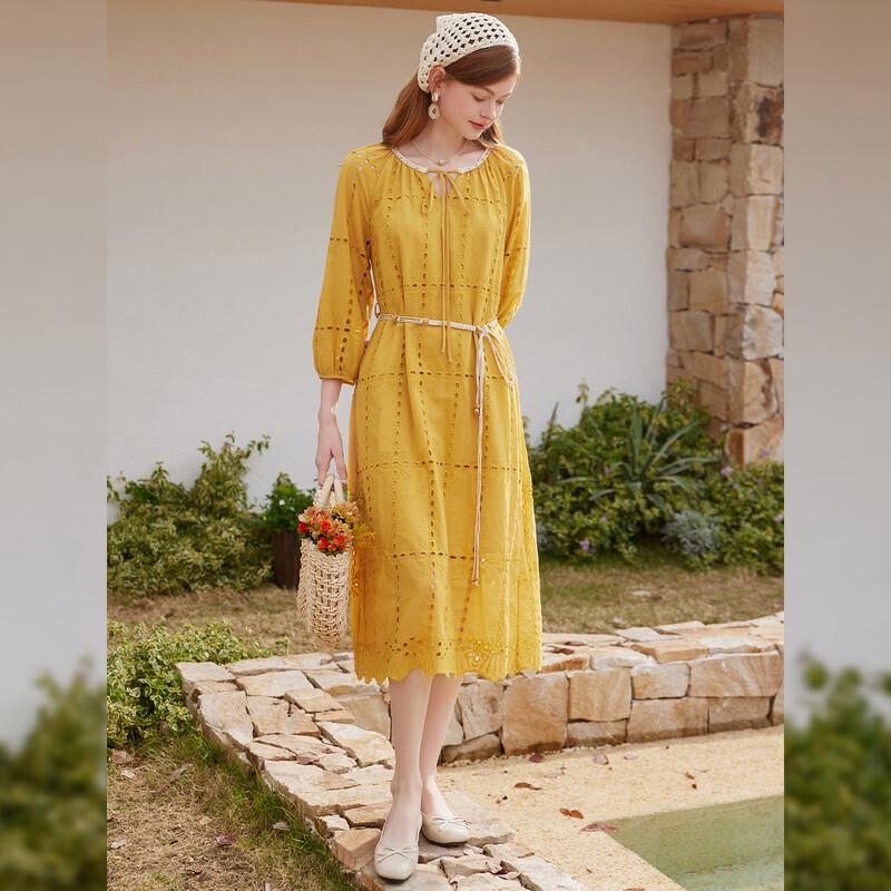 Pastoral Hollow-out Cotton Maxi Dress