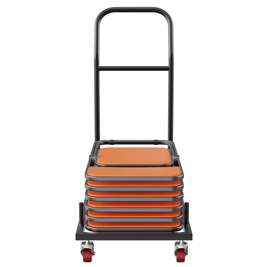 Folding Chair Dolly, Iron Commercial Cart with 12 Chairs Capacity, Folding Chairs Rack Trolley with 4 Casters, Storage Transport Dolly for Flat