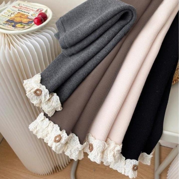 Baby Girls Thermal Leggings Spring Autumn Winter Kids Lace Flower Cute Simplicity Tight Trousers Children Skinny Pants