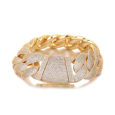 Fashion Hip Hop Chain Link Bracelets Luxury 22mm Bubble Cuban Bracelet Iced Out Dimoand Cubic Zirconia Chunky Bracelet for Men