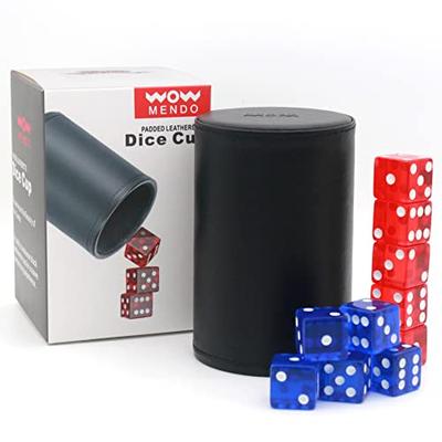Dice Stacking Dice Cup, Dice Set, Practice Cup, 10-Piece Set, 19mm Leather (Black)