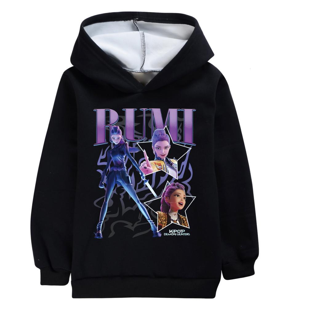 5008 Fashion Rumi Kpop Rumi Zoey Mira Print Kids Girls Long Sleeves Velvet Warm Winter Hoodie
