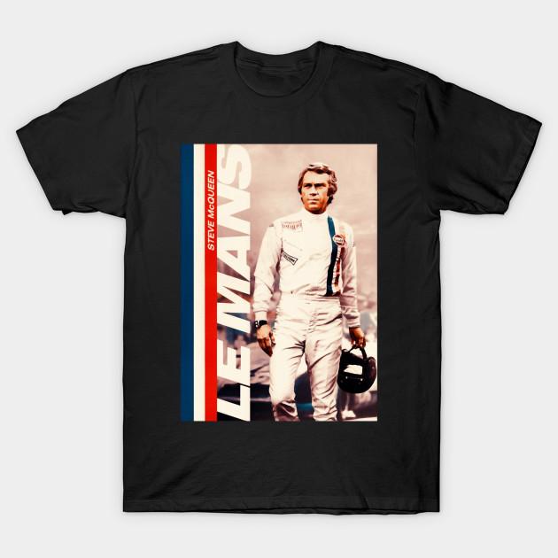 

Men Black Print T-shirt Steve Mcqueen - Lemans No-Cut Transfer Paper Print Cotton Tshirt M чорний