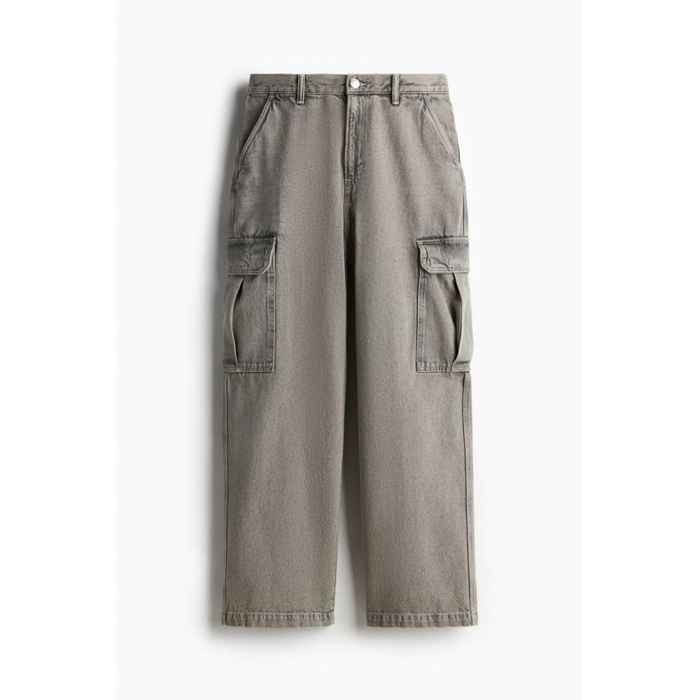 H M Baggy Cargo Jeans Beige