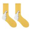 1 Pair Cartoon Goose Socks Moisture Wicking Breathable Cotton Mid-calf Stretch Men Women Animal Print Socks Sports Casual Crew Socks