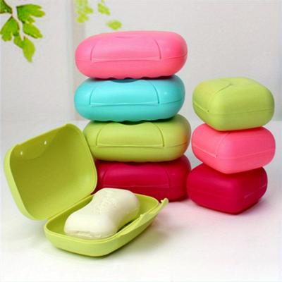1pc Portable Travel Soap Box  Sealed Waterproof Holder with Cover and Locking Buckle Solid Color Plastic Dish