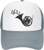 French Horn Music Notes Trucker Hat Adjustable Mesh Back Sun Protection Outdoor Cap