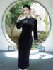 Elegant Black Velvet Qipao: Refined Autumn Chinese Style for Young Women