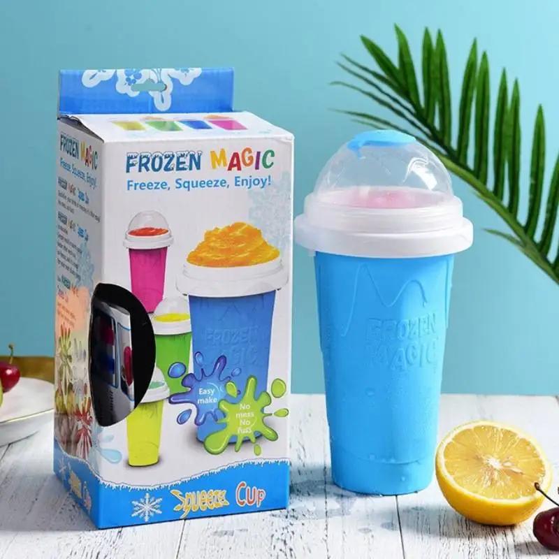 Kids Slushy Maker Machine - BPA-Free Portable Ice Cream Cup, Leakproof Squeeze Bottle for Milkshake Smoothies & Summer Drinks