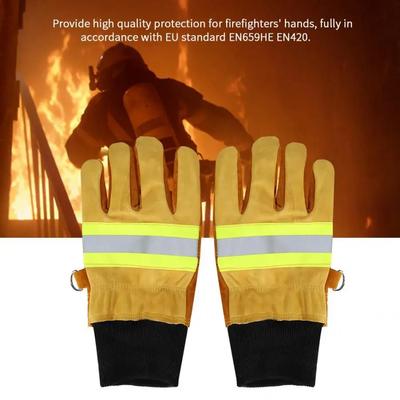 Gants de protection contre le feu en cuir de vache résistants à la chaleur et au rayonnement pour protéger les mains des sauveteurs