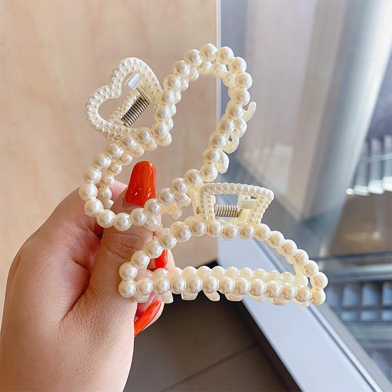 Agrafă de păr elegantă din spate, perlă, agrafă de păr Femeie, agrafă rechin, cochiră retro franceză