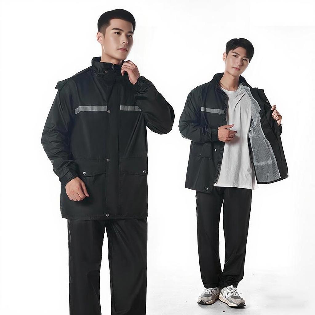Reflective Waterproof Raincoat & Pants Set for Adults - Outdoor Protective Rainwear