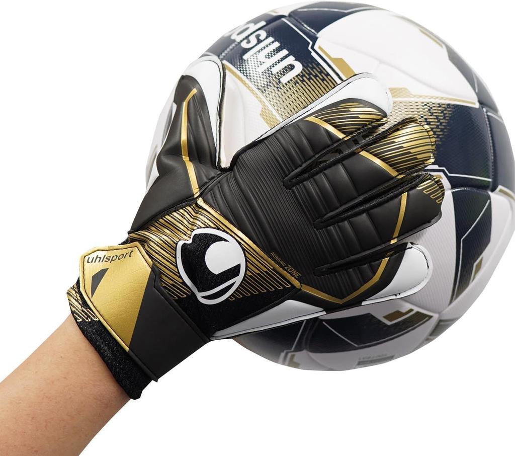 Uhlsport Practice Soccer GK Keeper Gloves Powerline Elite Starter Soft 1011312 02 3 Black X Gold X White
