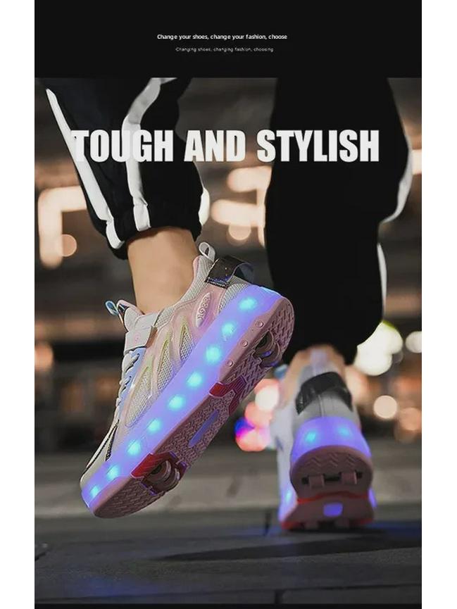 Girls' Double-Wheeled Roller Skate Shoes with Hidden Wheels for Students