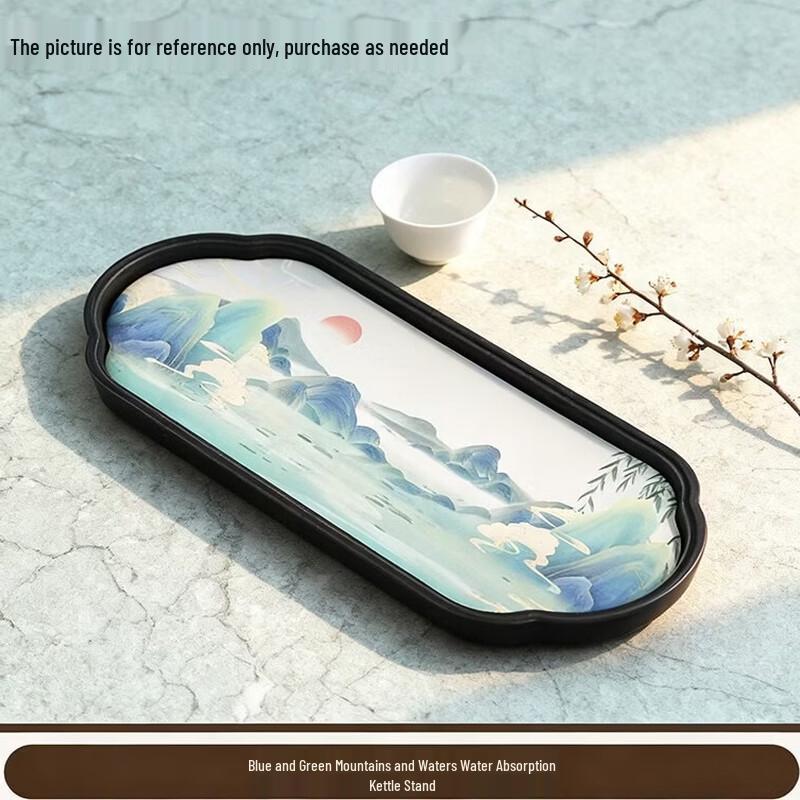Chinese Style Oval Absorbent Ceramic Tea Tray