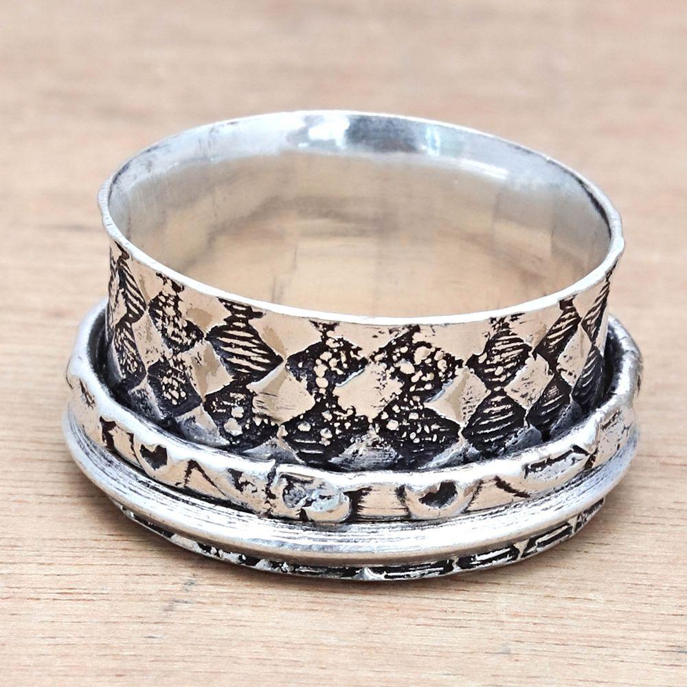 Silver Spinner Ring For Women Four Spinner Ring Fidget Silver Jewelry Ring"10"