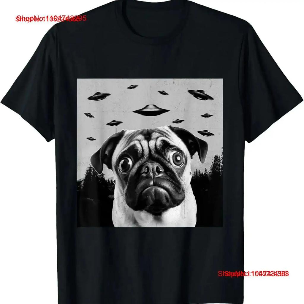 Alien UFO Funny Pug Dog Lover Kids T Shirt vintage Washed homme Casual streetwear Versatile Breathable Slightly Soft vintage