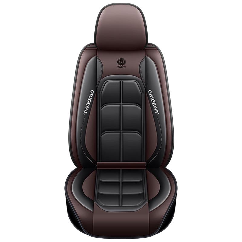 All-Season Nappa Leather Car Seat Cover with Full Coverage and Backrest Pad