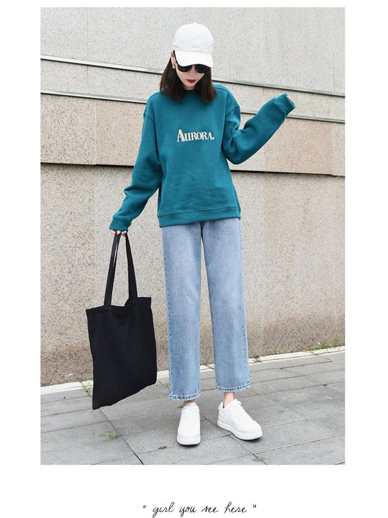 2025 Loose High-Waisted Straight-Leg Jeans for Women, Korean Style, Slimming, Plus Size, Student BF Style