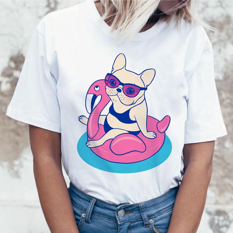 French Bulldog T Shirt Women 2025 T-Shirt Top Tee Shirts Femme Cartoon Harajuku Kawaii Korean Funny Ulzzang Clothes Tshirt