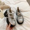 Mode Damen Mary Jane Schuhe mit Blockabsatz Frühling Pumps mit runder Zehenpartie Mode Plateau Schuhe für Damen Kleid Studenten Damen Lolita Schuhe