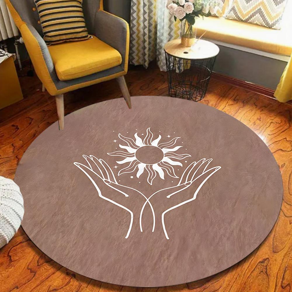 

Round Moon Living Room Rug Modern Area Rug for Bedroom Dining Room Circle Boho Carpet Entryway Kitchen Circular Runner Rugs 80cm