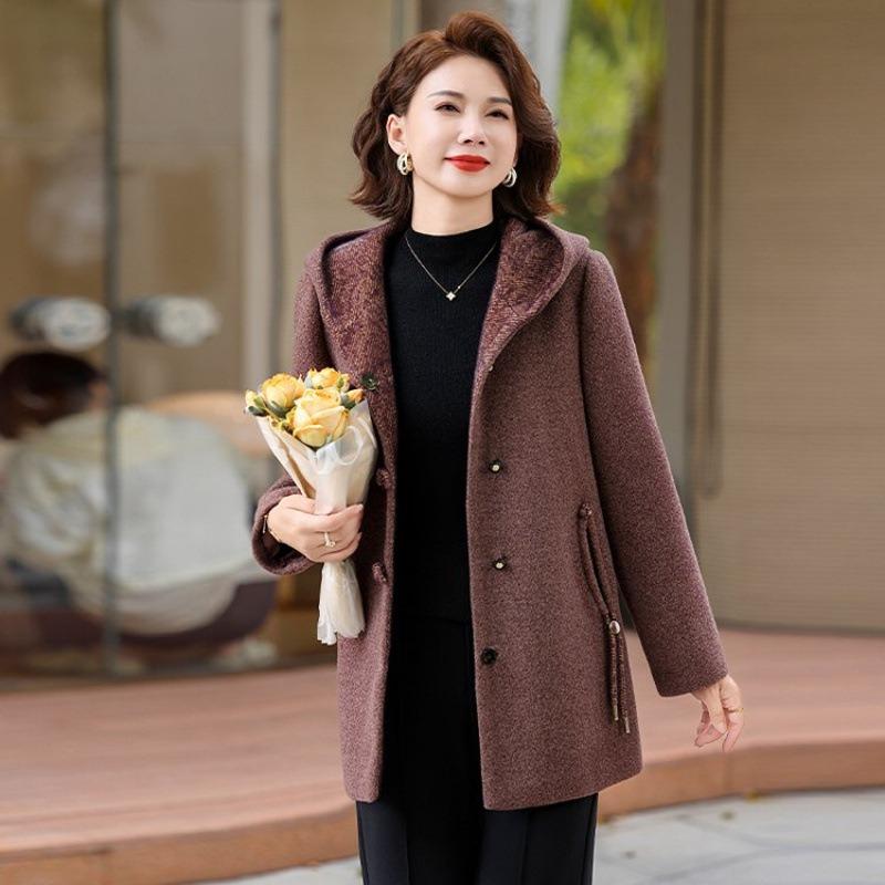 Autumn woolen coat versatile new women's clothing autumn and winter hooded casual woolen coat