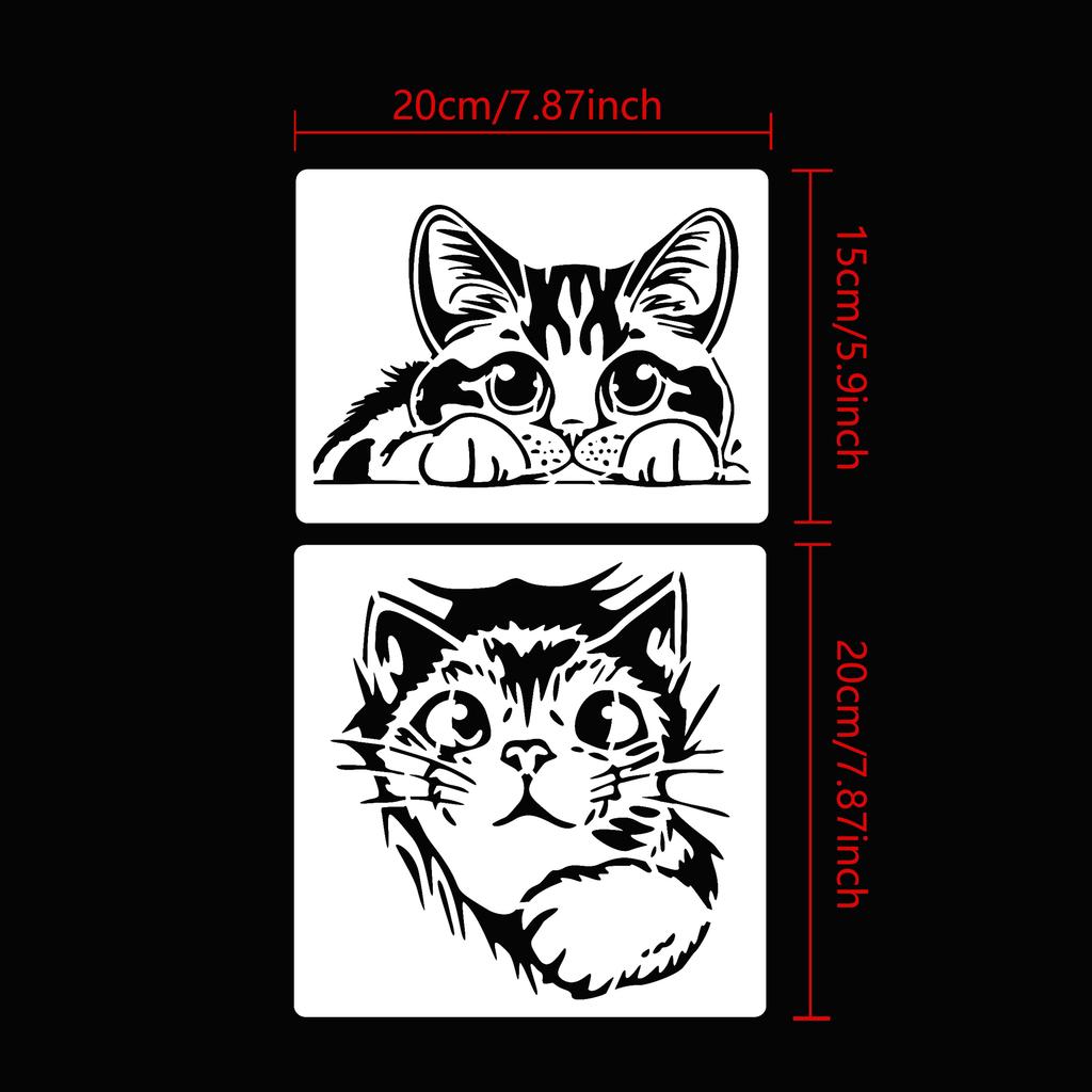 6Pcs/set Cat Theme Drawing Stencils, DIY Crafting Templates, Reusable Plastic Painting Stencils for Wood Signs, Furniture, Wall Canvas, Fabric Decor