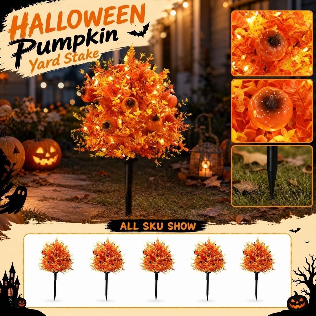 Artificial and Pumpkin Halloween Stake Decoration for Indoor Outdoor Fall Display