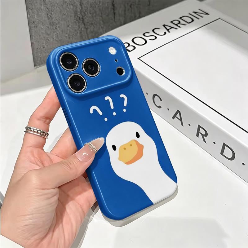 Funny Confused Clueless Duck Question Graphic Art Print Film Aesthetic Protective Shockproof Bumper Phone Case Cover For iPhone 14 15 16 Pro Max Plus