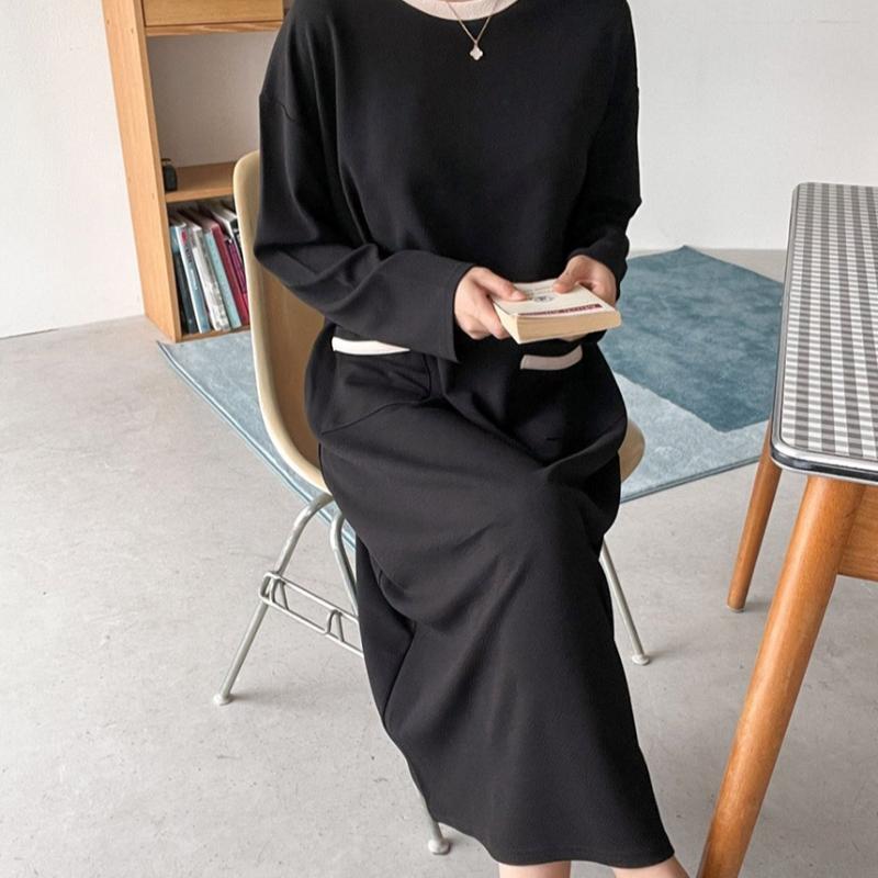 Shop Women Round Drop Shoulder Loose Fit Color Block Long Dress Ara Wdr 3030
