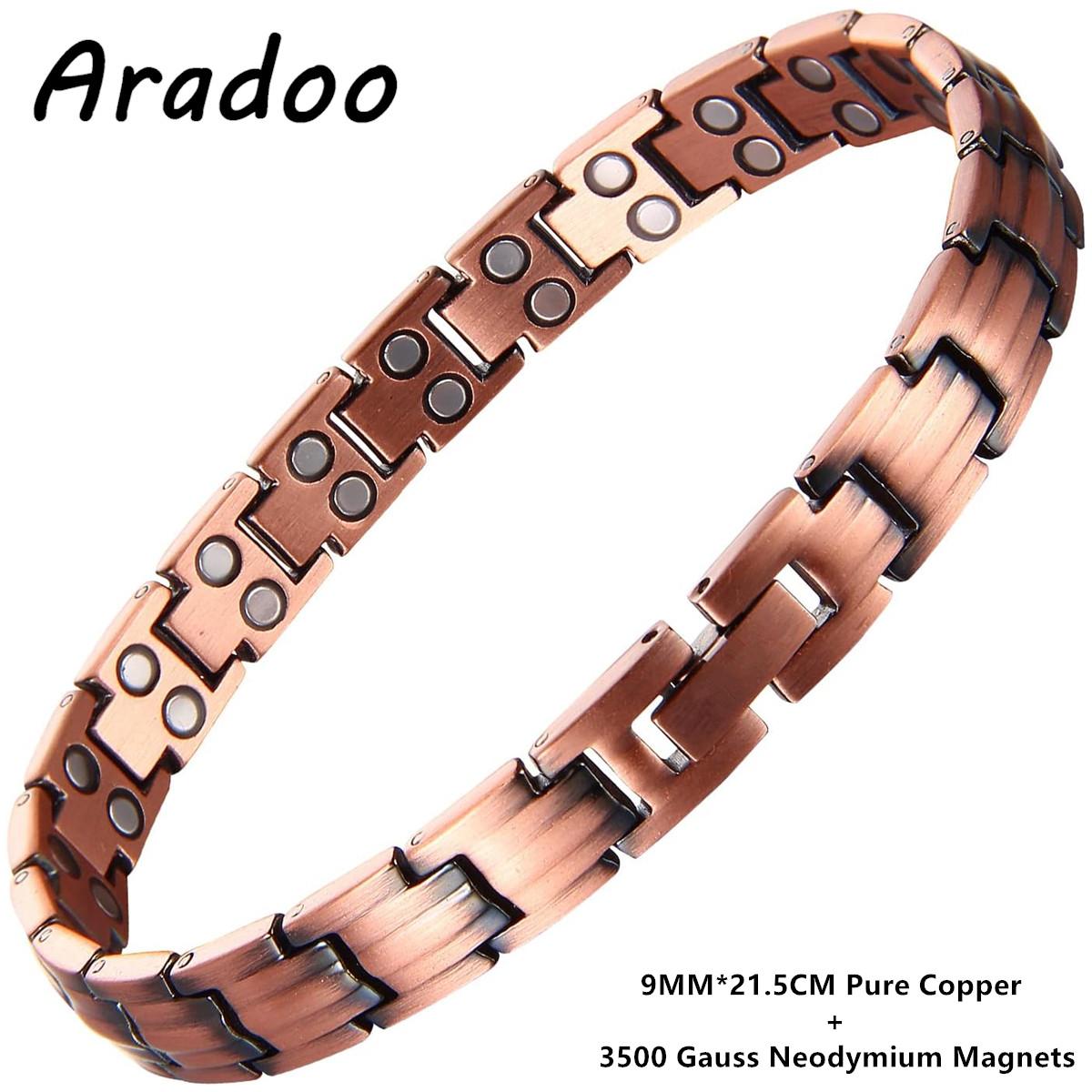 Preumium Pure Copper Bracelet for Men Women Double Row Magnetic Therapy Wristband Jewelry Gifts