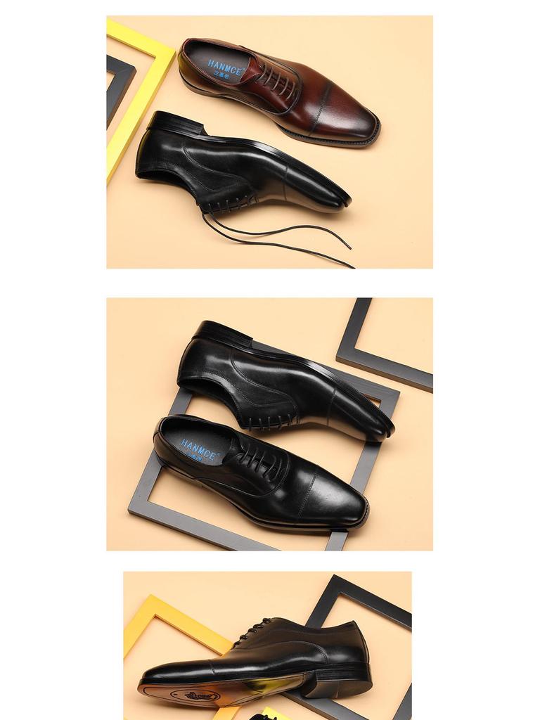 Men's Korean Style Leather Square-Toe Dress Shoes - Spring/Summer Collection
