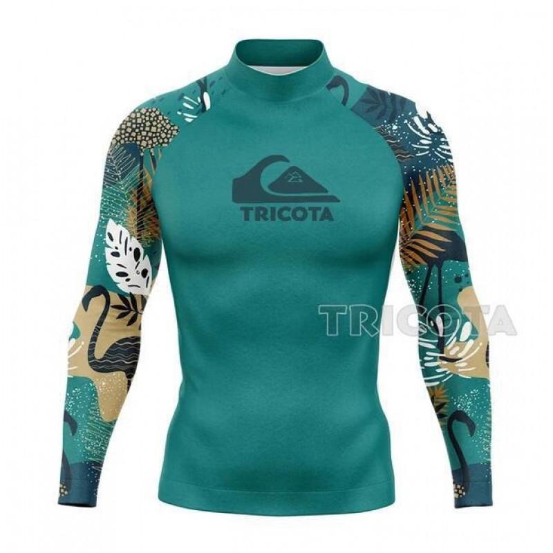 Pánské tričko s dlouhým rukávem Rash Guard na surfování Ochrana proti UV záření Rychleschnoucí Plavky Potápění Surfování Vodní sporty